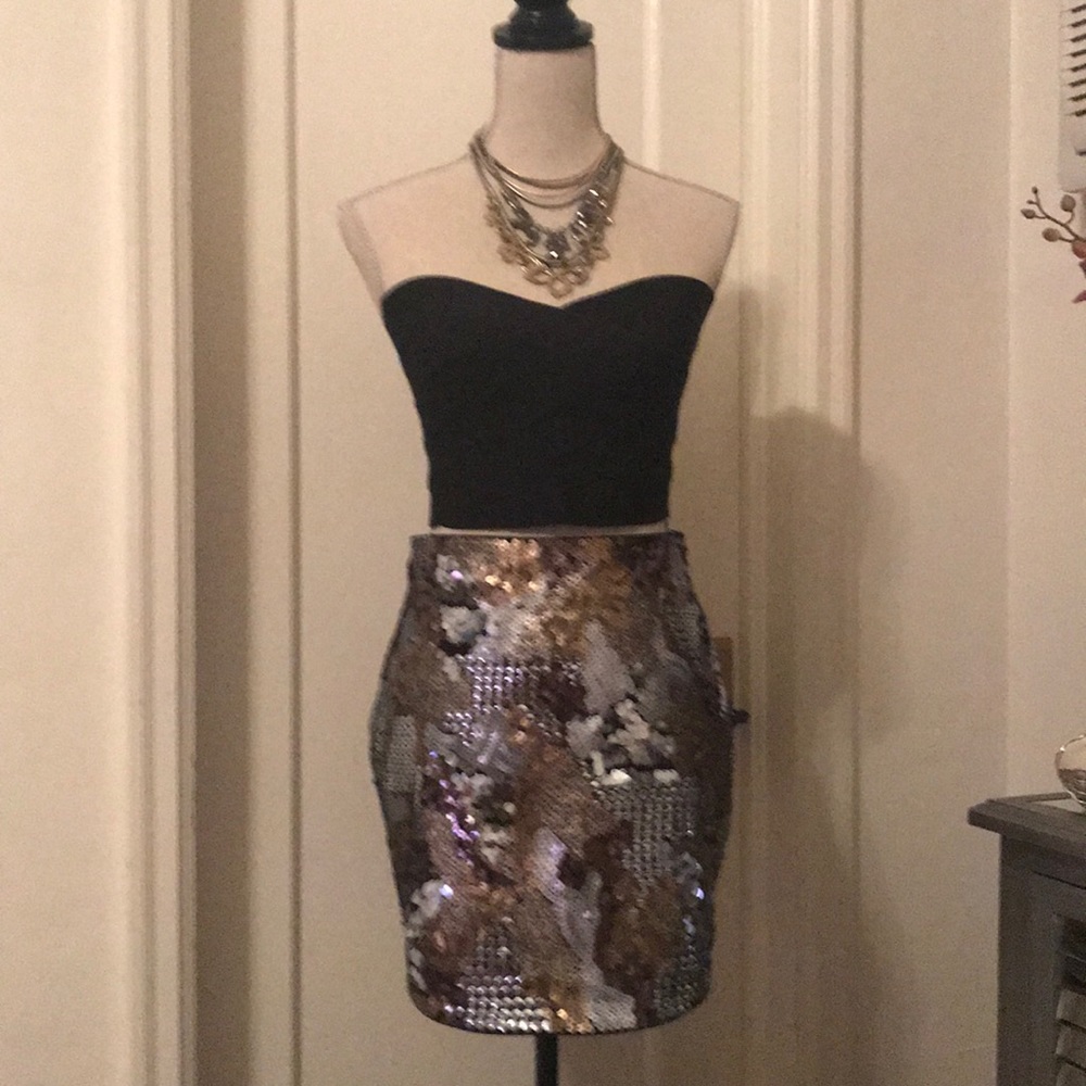 Express gold and silver sequins party skirt